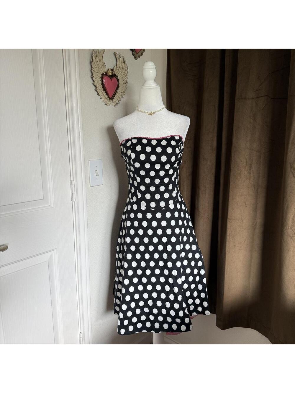 Ruby Rox Strapless Polka Dot Dress with Hot Pink Crinoline